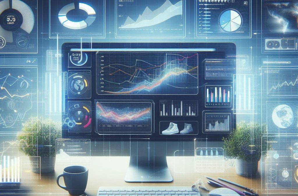 KI-Bild, welches einen Desktop-Computer zeigt, auf dessen Bildschirm gerade Dinge analysiert werden